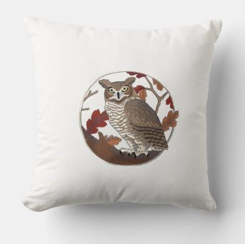 Beyond Vision Custom Great Horned Owl in Autumn Embroidered Iron on/Sew Patch (7.09" x 6.85")