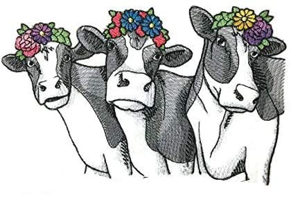 Nature Weaved in Threads, Amazing Animal Kingdom [Udderly Fabulous Cows] [Custom and Unique] Embroidered Iron on/Sew Patch (6.84" x 4.8")