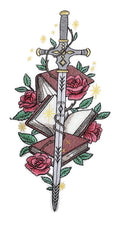 Mightier Than The Sword Book / (5.79" x 11.75") embroidered iron-on patch