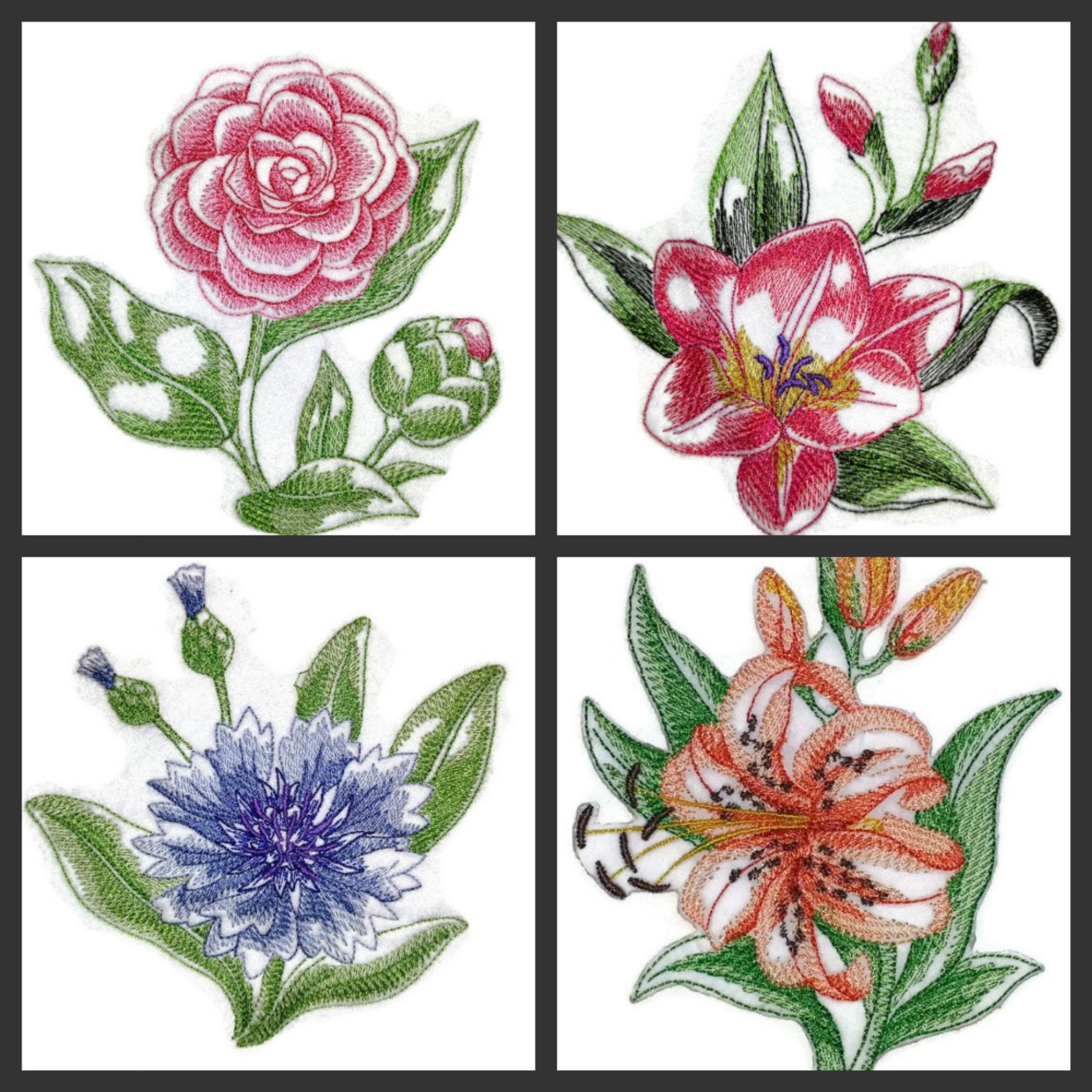 Parche bordado termoadhesivo/cosido con diseño de flores en flor personalizado [Camelia individual dibujada] [12,7 cm x 13 cm] [Hecho en EE. UU.]