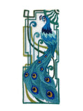 Art Deco Peacock (6.87" x 2.75") embroidered iron-on patch