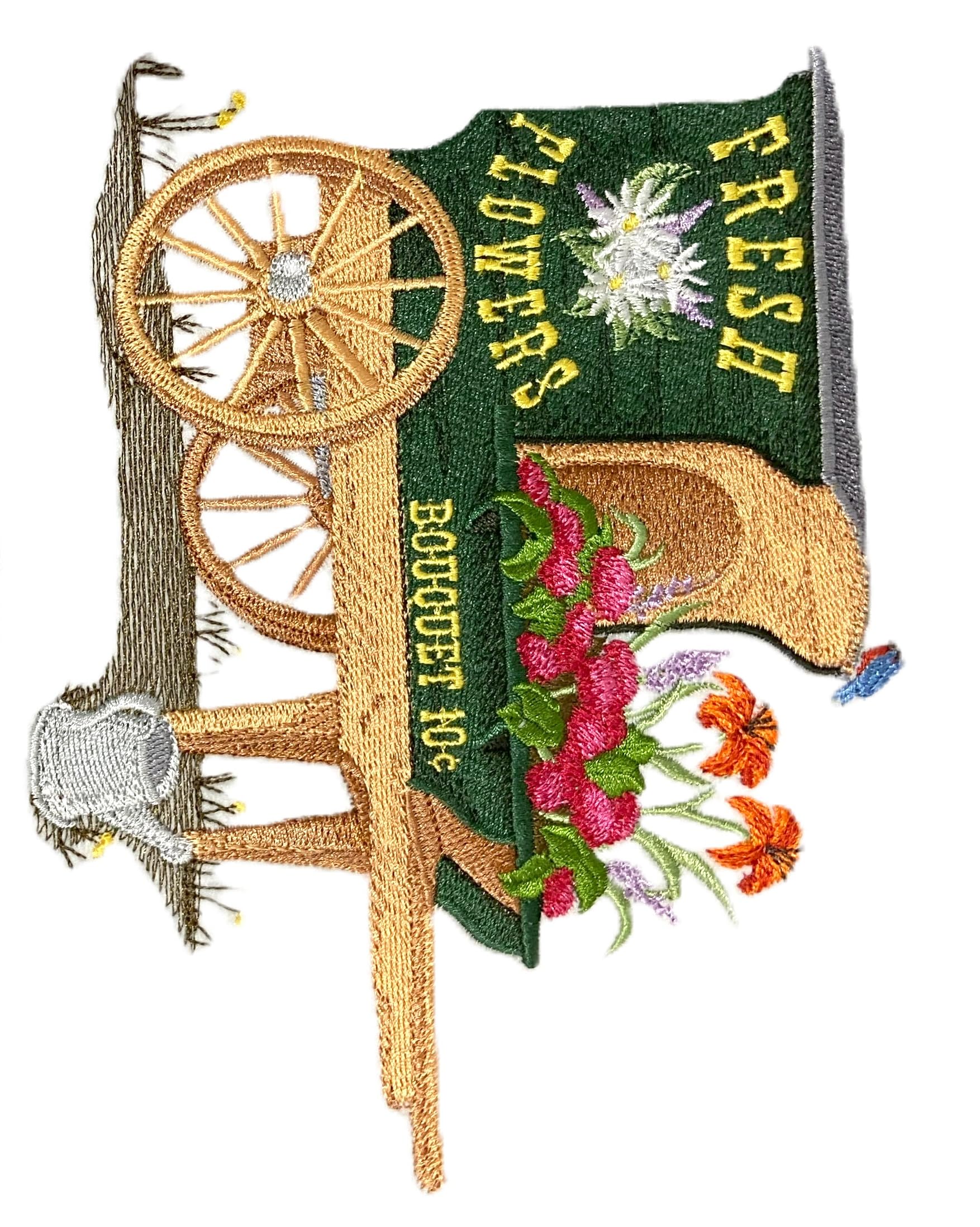 Custom Beautiful Scene Fresh Flowers Embroidered Iron on/Sew Patch (7.54" x 5.85")