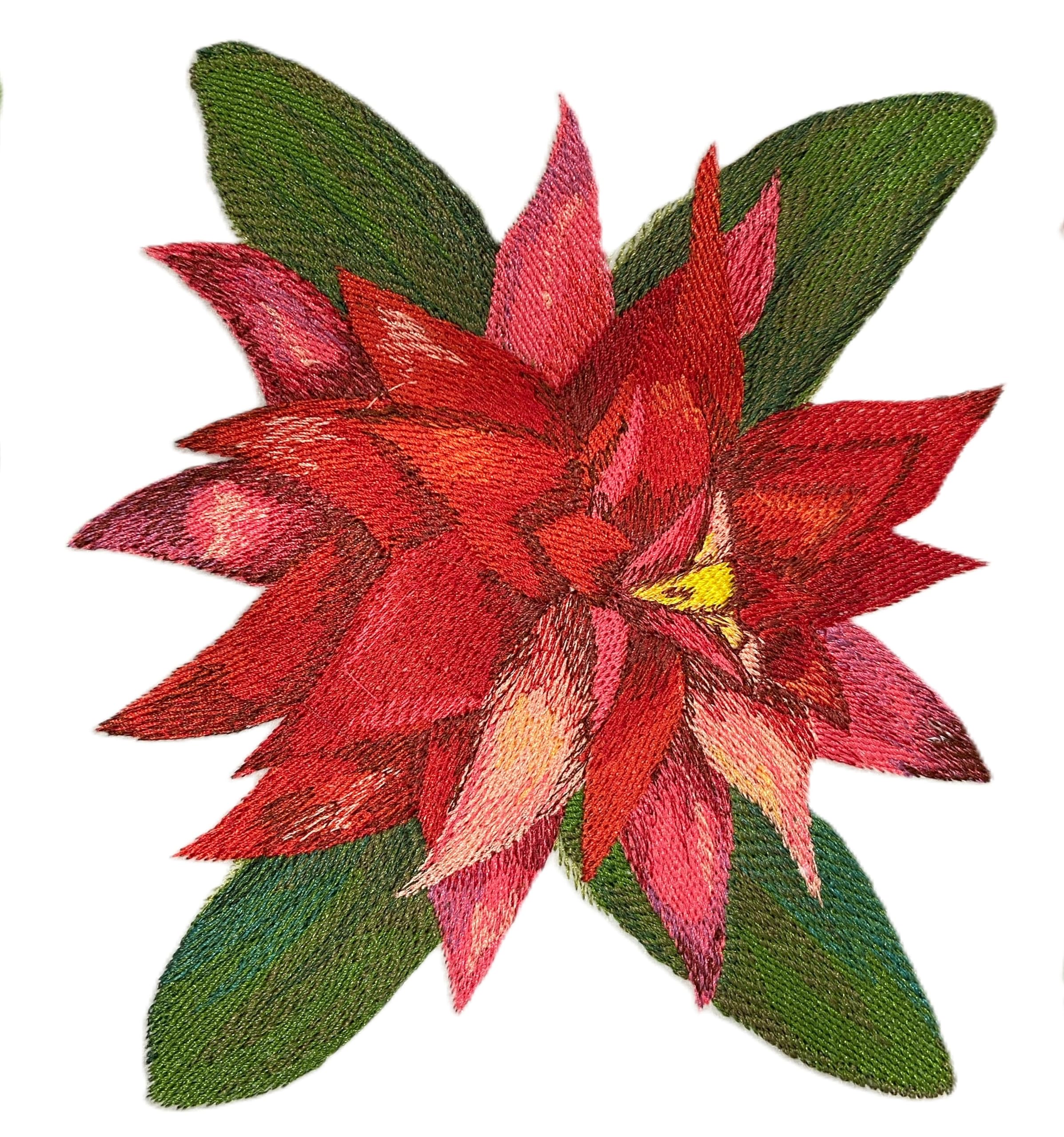 Parche bordado termoadhesivo de bromelia tropical en acuarela (6" (ancho) x 6,66" (alto))