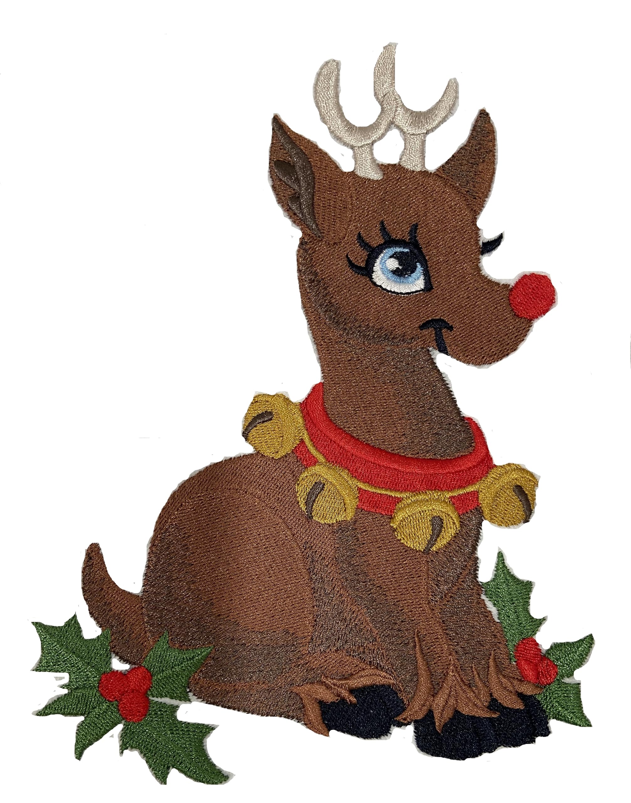 Beyond Vision Merry Christmas [Sweet and Soft Rudolph ] Embroidered Iron on/Sew Patch (5.82" x 7.88")