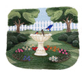 Scene Birdbath Scene / (9" x 7.5") embroidered iron-on patch