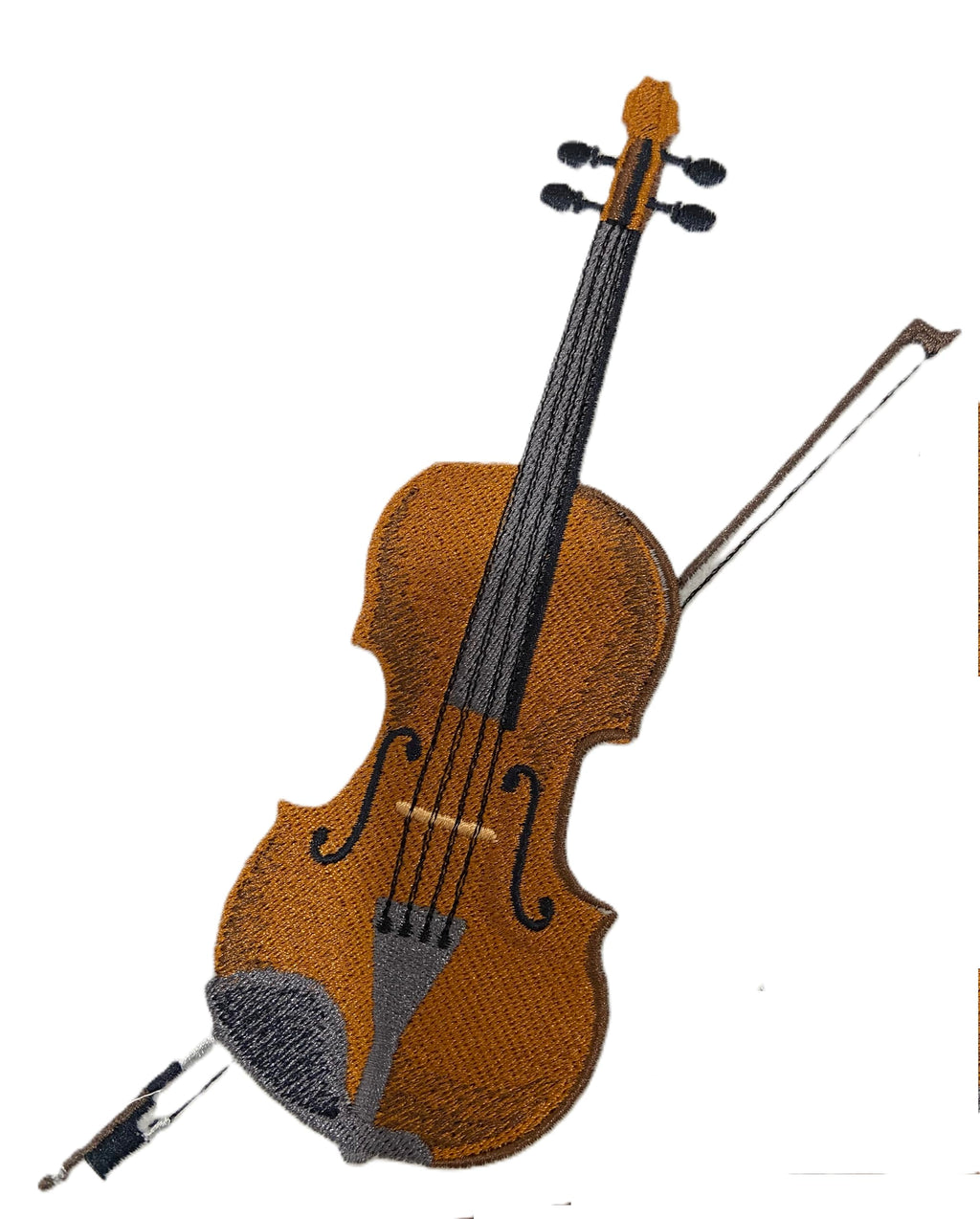 Parche bordado para planchar o coser con forma de violín (instrumento musical con palo) [6,6" (ancho) x 6,96" (alto)]