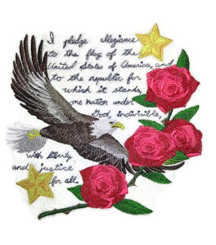 God Bless America Custom and Unique Patriotic Patches [Pledge of Allegiance Eagle Medley ] Embroidered Iron on/Sew Patch [7.14"7"] [Made in USA]