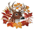 BeyondVision Nature Weaved in Threads, Animal Kingdom [Deer in Autumn Leaves] [] / (6" x 5.8") [] embroidered iron-on patch