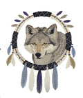 Wolf Dream Catcher (5.88" x 7.11") embroidered iron-on patch