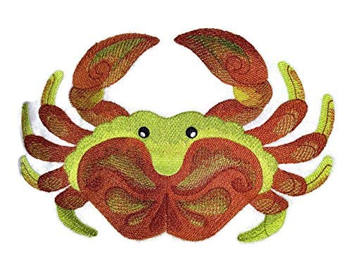 Nature's Bounty Beautiful Custom Crab Portraits [ Crab in Watercolor] Embroidered Iron On/Sew Patch (8.95" x 5.85") Made in USA]