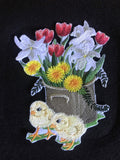 Spring Stitches Chicks (6.37" x 4.86") embroidered iron-on patch