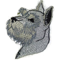 Schnauzer Dog Face (4" x 2.8") embroidered iron-on patch
