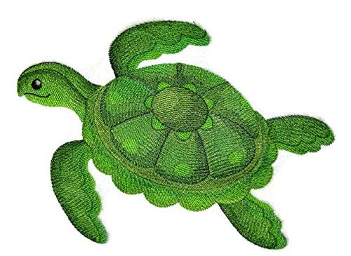 Nature's Bounty Beautiful Custom Turtle Portraits [ Sea Turtle in Watercolor] Embroidered Iron On/Sew Patch (7.28" x 5.85") Made in USA