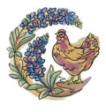 Bluebonnet Blooms Chicken (6.89" x 6.9") embroidered iron-on patch