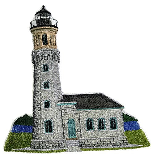 Custom and Unique Lighthouse [Fort Niagara Lighthouse] Embroidered Iron on/Sew Patch (7.71" x 7.8") [Made in USA]