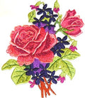 Pink and Red Rose Bouquet (5" x 5") embroidered iron-on patch