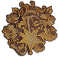Leather Tooling Star And Flowers (5" x 5") embroidered iron-on patch