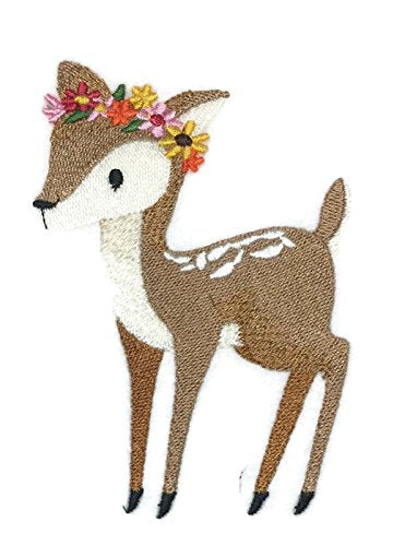 Nature Weaved in Threads, Amazing Sweet Woodland Fawn [Custom and Unique] Embroidered Iron on/Sew Patch (4.85" x 3.29") [Made in USA]