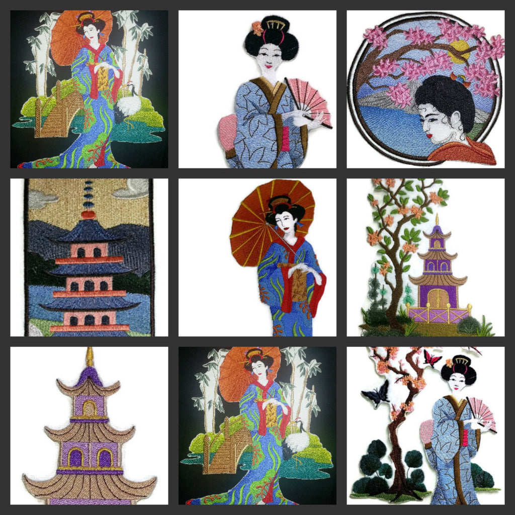 Amazing Custom [Japanese Garden Panel Scene ] [Rich Japanese Culture and Tradition] Embroidered Iron On/Sew Patch (11.73" x 3.89") [Made in USA]