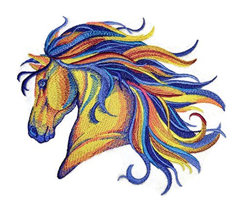 [Custom] Vibrant Horse in Watercolor Embroidery Iron On/Sew Patch (7.8" x 6.73")[Made in USA]