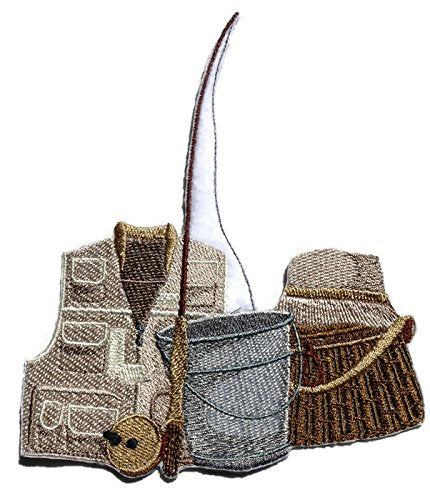 Let's Go Fishing Custom and Unique [ Fly Fishing Gear ] Embroidered Iron On/Sew patch (6" x 4.86") Made in USA]