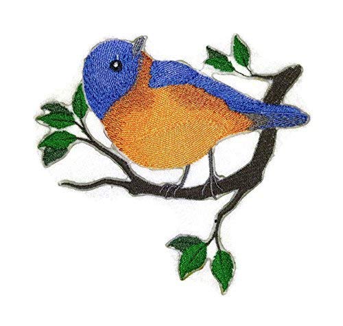 Nature Weaved in Threads, Amazing Birds Kingdom [Single Eastern Bluebird ] [Custom and Unique] Embroidered Iron on/Sew Patch (5" x 4.5") [Made in USA]
