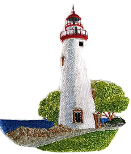 Parche bordado termoadhesivo/cosido de Faro de Marblehead, personalizado y único (6,47" x 5,85") [Hecho en EE. UU.]