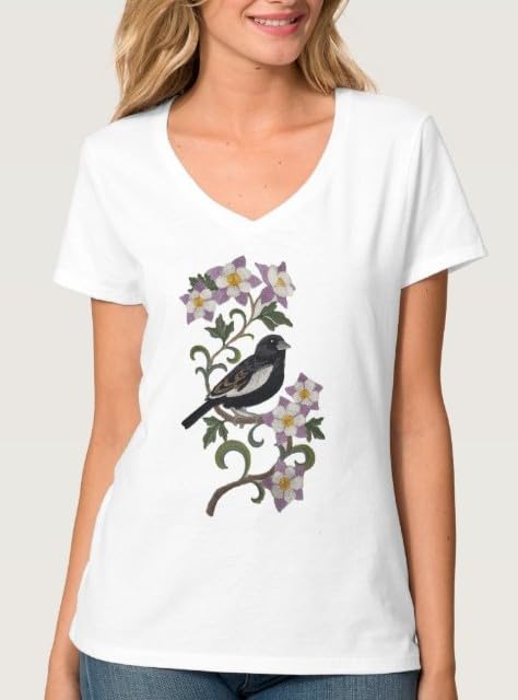 Custom Colorado Lark Bunting and Columbine Medley Bird Embroidery Iron On/Sew Patch - Beyond Vision (6.85" x 11.78")