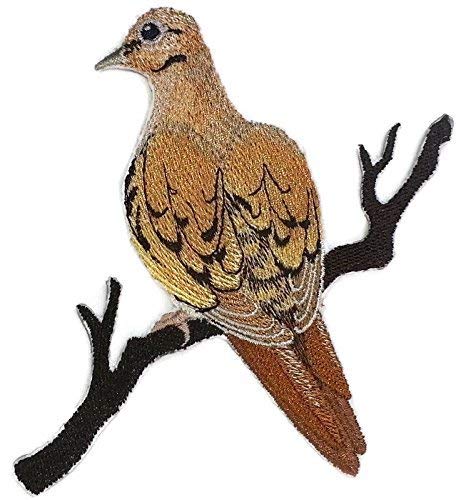 Naturaleza entretejida en hilos, Reino de las aves asombrosas [Tortola de luto] [Personalizado y único] Parche bordado para planchar o coser [11 x 12 cm] [Hecho en EE. UU.]