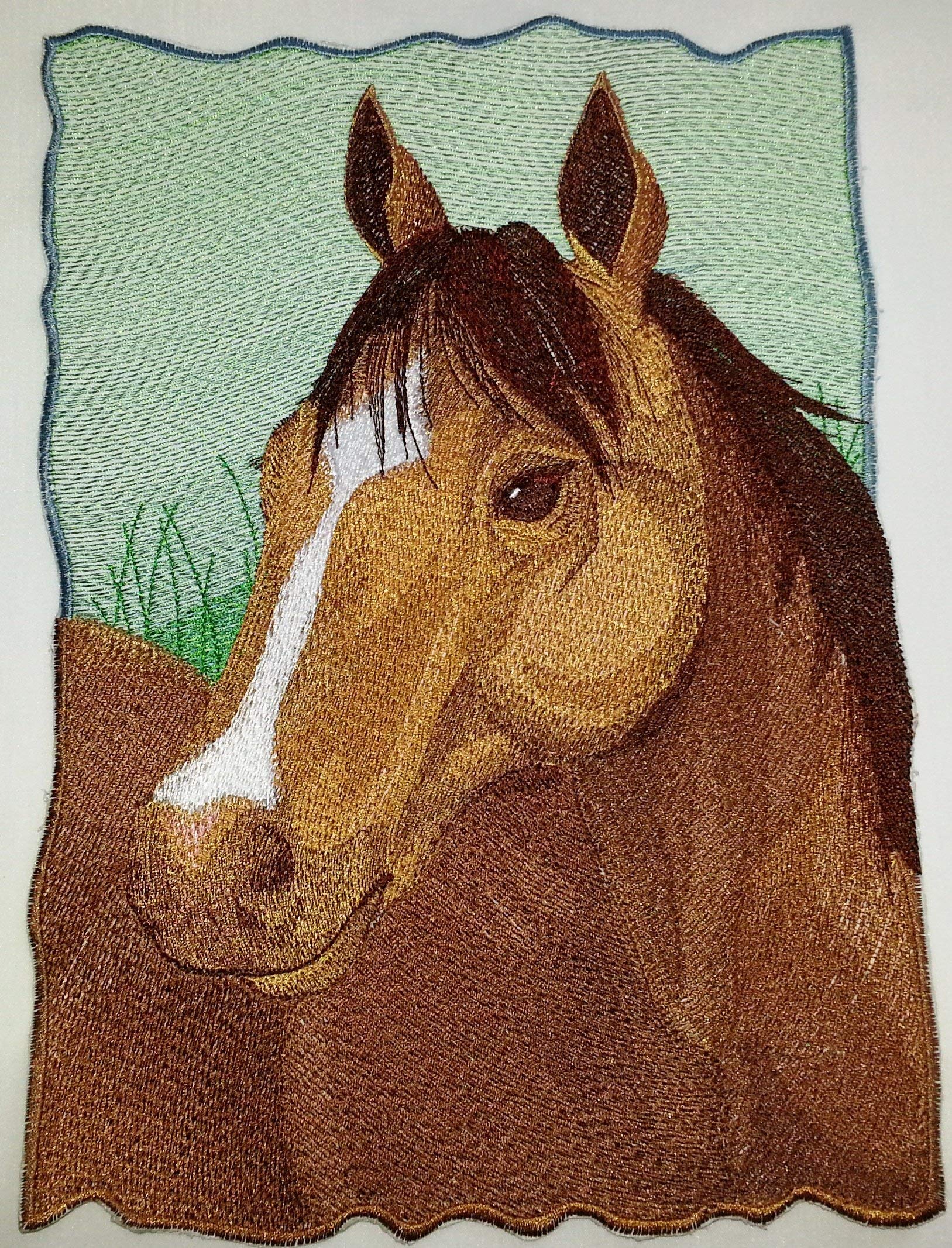 Custom and Unique Spirit of Stallions portraits [Quarter Horse Portrait] Embroidered Iron On/Sew patch (11" x 8") Made in USA]