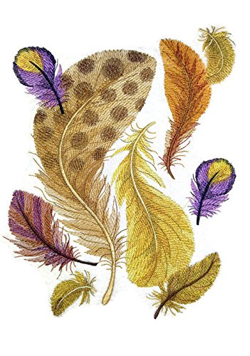 Custom and Unique Fancy Feather Collection [Fancy Feathers Collage] Embroidered Iron on/Sew Patch (7.81" x 9.94")