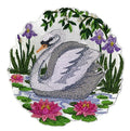 Swan in the pond (5" x 5.4") embroidered iron-on patch