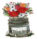 Spring Blooms with Vase [All Things Bright and ] / (5.87" x 8.77") [] embroidered iron-on patch