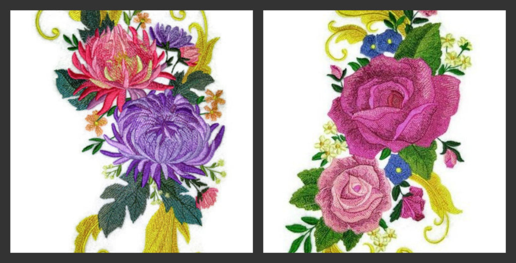 Custom and Unique Garden's Best Delight [Chrysanthemum Spray with Flourish] Embroidered Iron on/Sew Patch (5.78" x 11.72") [Made in USA]