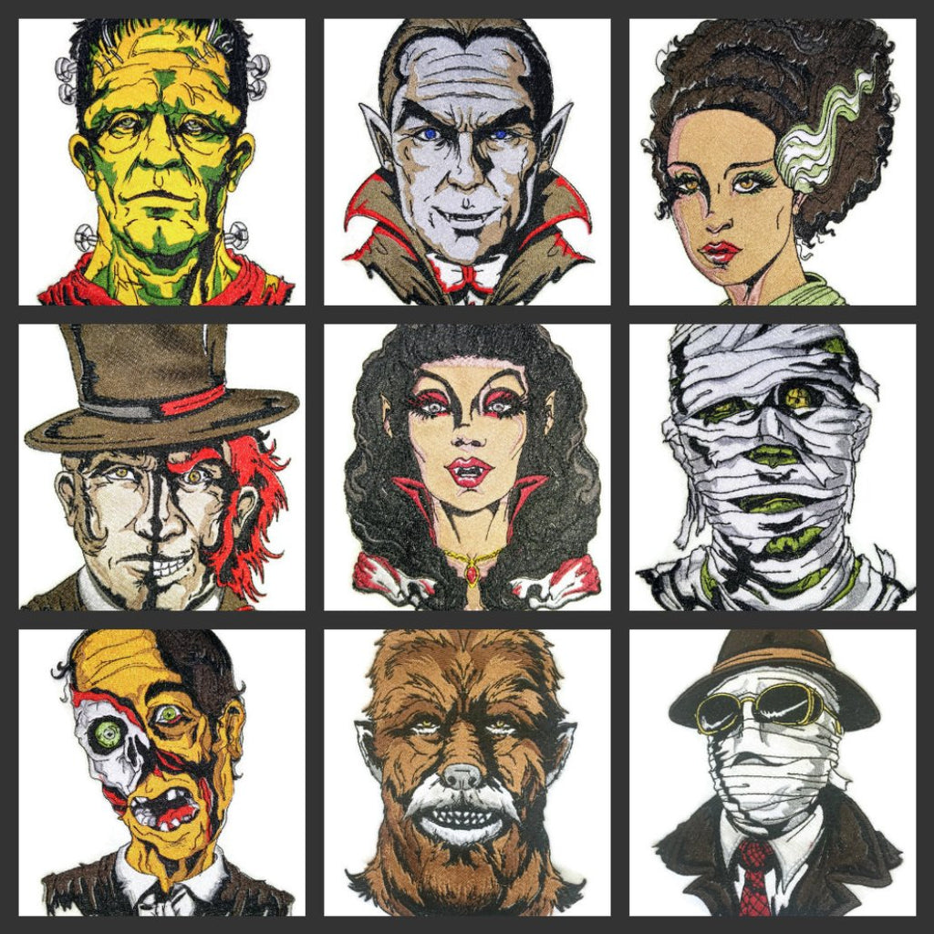 Custom and Unique Happy Halloween [Classic Monster Portraits-8] Embroidered Iron on/Sew Patch [7.8"5.8"] [Made in USA]