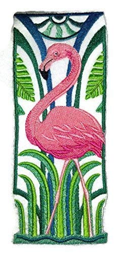 Nature weaved in threads, Amazing Birds Kingdom [Art Deco Flamingo ] [Custom and Unique] Embroidered Iron on/Sew patch (6.87" x 2.75") [Made in USA]