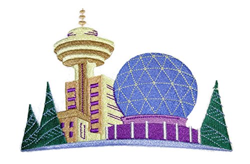 Parche bordado termoadhesivo "Cuadrados de la ciudad alrededor del mundo" [Vancouver] [18 cm x 13 cm] [Hecho en EE. UU.]