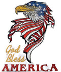 God Bless America (7.3" x 4.17") embroidered iron-on patch
