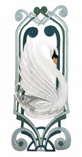 Beyond Vision Bird Art Deco Swan Embroidery / (3.74" x 9.41") embroidered iron-on patch