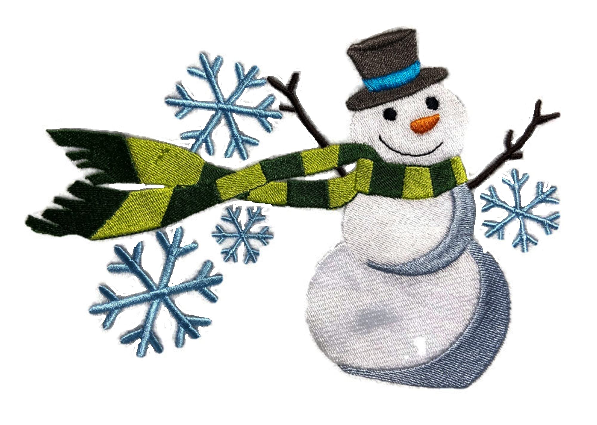 Wrapped Up in Winter Snowman Embroidered Iron on/Sew Patch (5.1" x 7.9") [Made in USA]