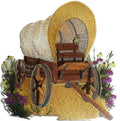 Prairie Wagon Scene / (6.2" x 5.87") embroidered iron-on patch