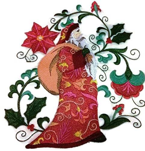 BeyondVision Merry Christmas [Suzani Santa Claus] Embroidered Iron on/Sew Patch (5.86" x 6.53") [Made in USA]
