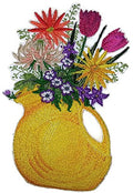 Pitcher Of Flowers (6.86" x 4.55") embroidered iron-on patch