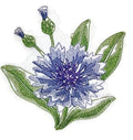 Sketched Cornflower Single (5.5" x 4") embroidered iron-on patch