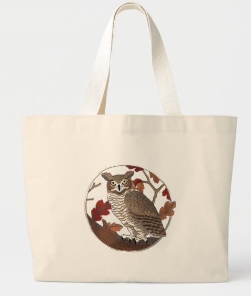 Beyond Vision Custom Great Horned Owl in Autumn Embroidered Iron on/Sew Patch (7.09" x 6.85")