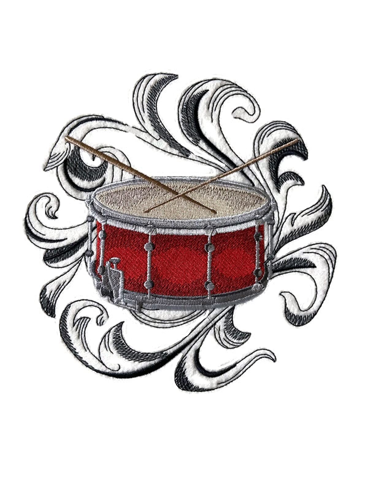 Musical Instruments [ Drum with Baroque Background ][Custom and Unique] Embroidered Iron on/Sew Patch (6.9" x 7.17") [Made in USA]