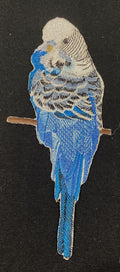 Parakeet Embroidery / (2.98" x 6.69") embroidered iron-on patch