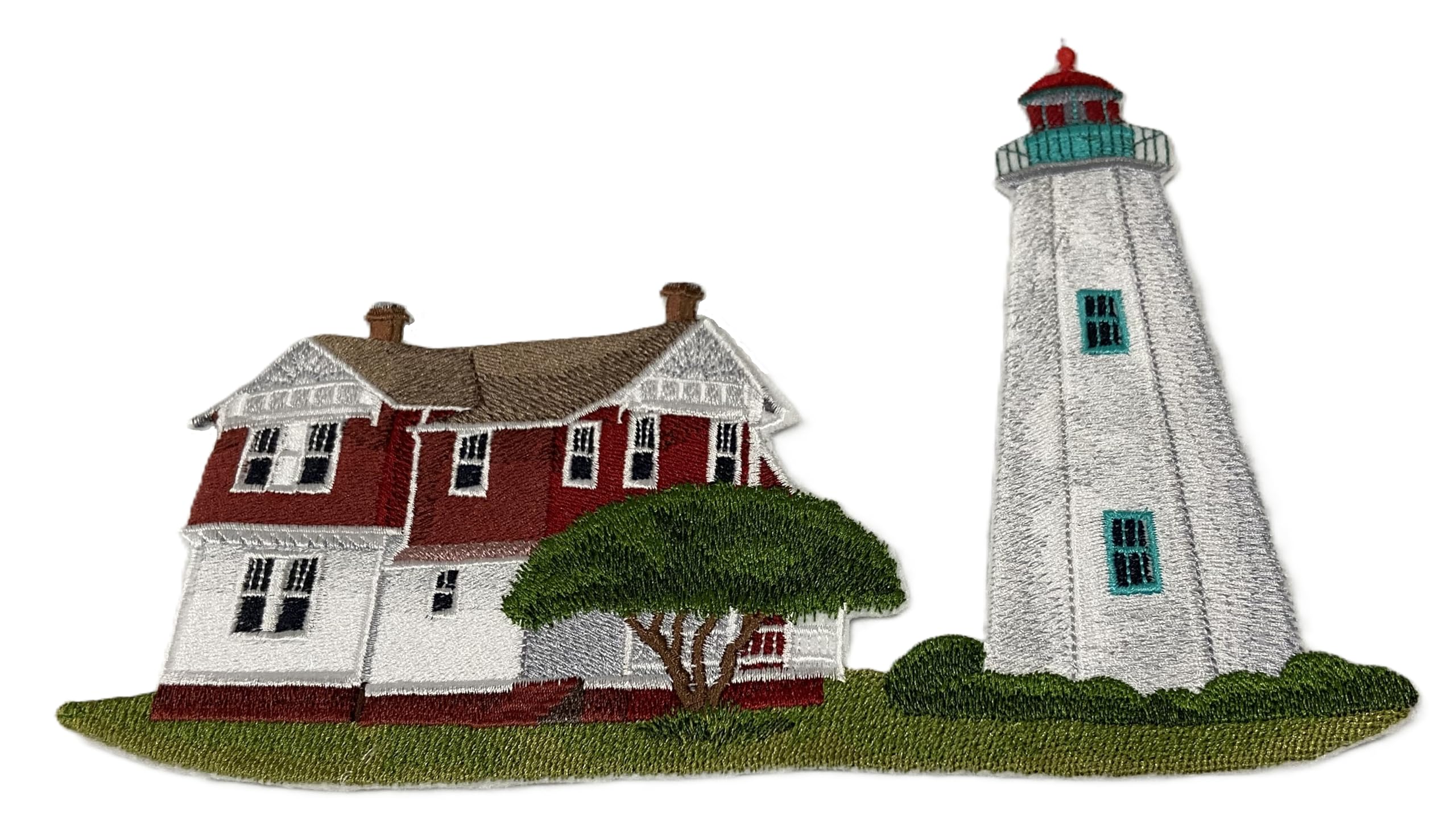 Parche bordado termoadhesivo "Capitán Veo la Luz", personalizado y único, para faro [Faro Old Point Comfort (Virginia)] [23,1 cm x 17,5 cm]