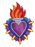 Milagro Healing Hearts [ Heart and Flame Milagro ] / (6.62" x 4.88") [] embroidered iron-on patch
