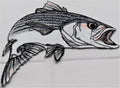 Striped Bass Fish (5.8" x 5") embroidered iron-on patch
